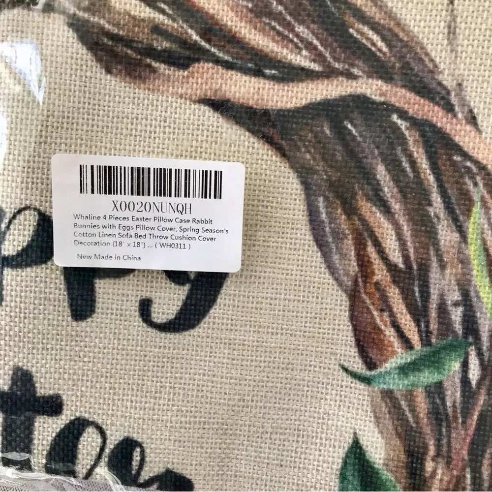 Easter Bunny & Egg NWT 4 Decorative Pillow Cases Spring Farmhouse Floral